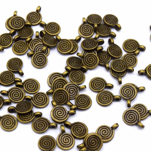 X30 breloques ronde bronze spirale fabrication bijoux