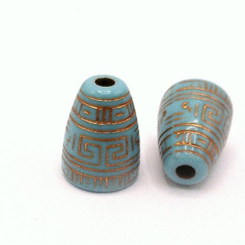 X20 perles cônes acryliques turquoises - calotte