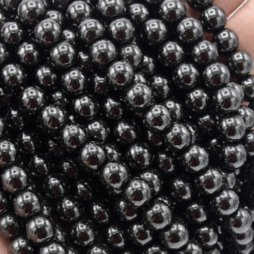 1 chapelet de  perles hématites  8mm  rondes grade a noir non magnétique