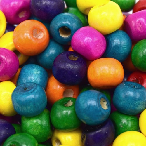 Perles en bois forme rond couleur mixte ø8mm - par lot 100 unités