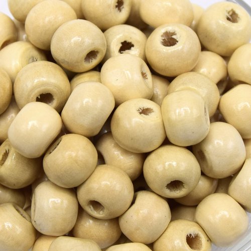 Perles en bois forme rond couleur beige ø8mm - par lot 100 unités
