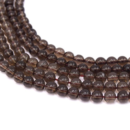 Perles en cristal de quartz naturel fumé 6mm -lot de 20 perles