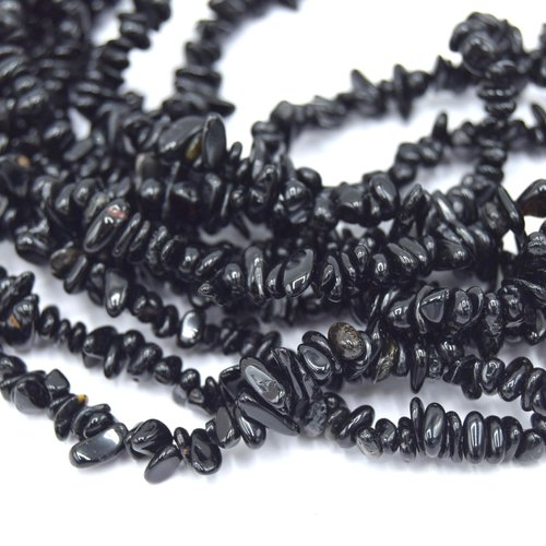 Perles de tourmaline naturelle chips noir - lot de 50 perles