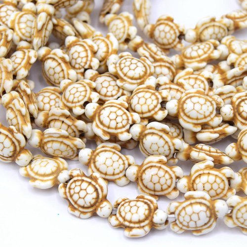 20 perles tortues beige khaulite synthétique 19 mm