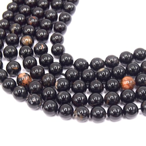 Perles de tourmaline naturelle 8mm noir - lot de 10 perles