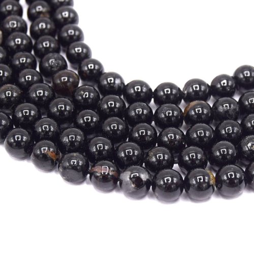 Perles de tourmaline naturelle 6mm noir - lot de 10 perles