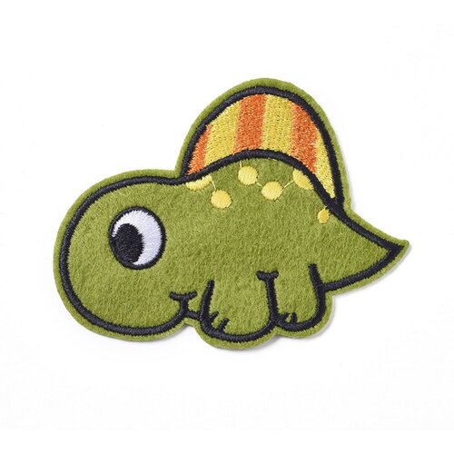 X1 ecussons patch thermocollant dinosaure vert dos rond