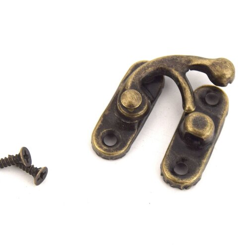 3 crochets loquet fermoir de verrouillage bronze pour boite en bois avec vis -  33x28mm