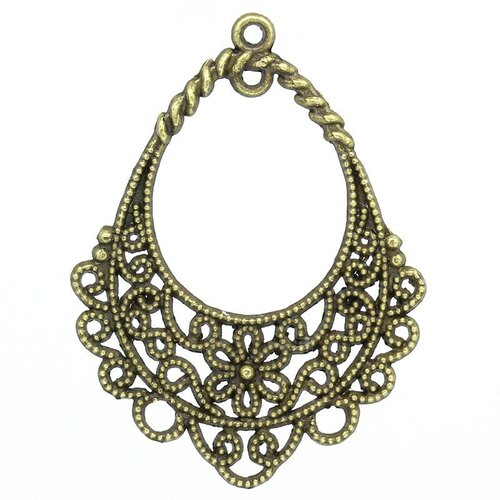 5 connecteurs chandelier  filigrane bronze 42mm -  c14