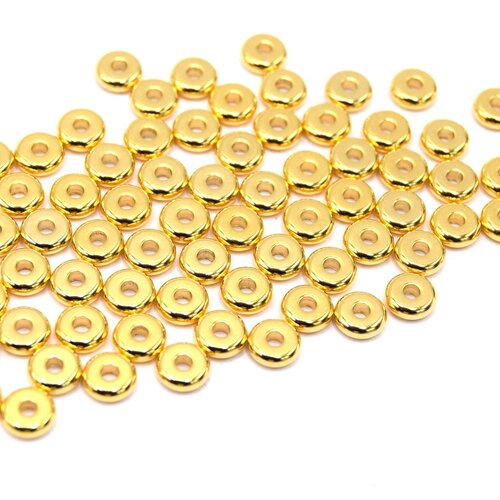 10 perles intercalaire heishi en acier inoxydable 304 doré 6mm