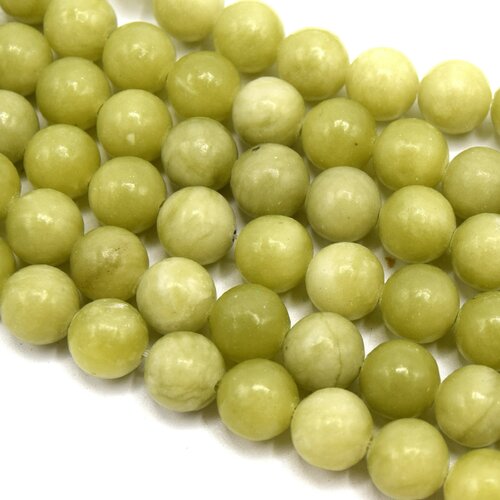 Perles jade taiwan pierre ronde vert bambou 8mm par lot de 20 unités