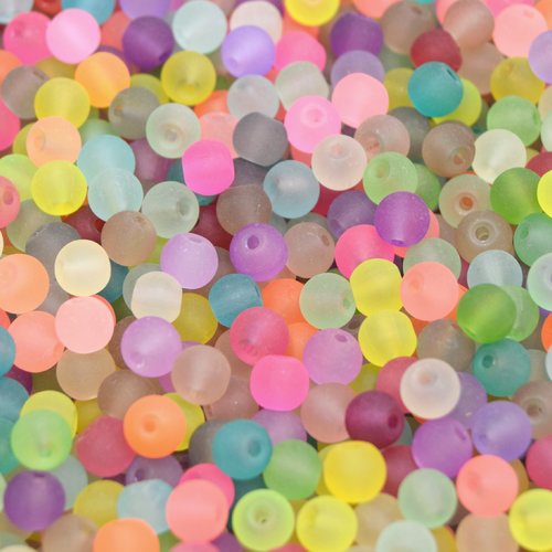 X100 perles en verre transparentes givré, ronde, couleur mixte ø6mm