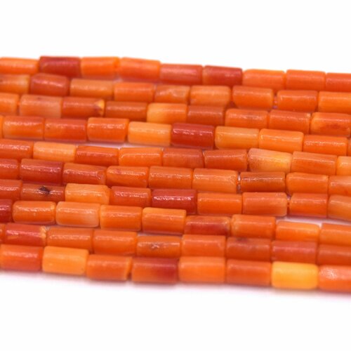 Perles corail bambou orange colonne - lot de 50 perles