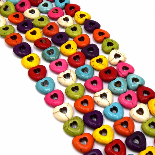 20 perles coeurs creux 15mm-  howlite mixte antique