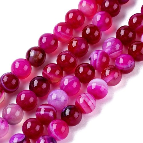 Perles 6mm agate rose violine  lot de 20 unités