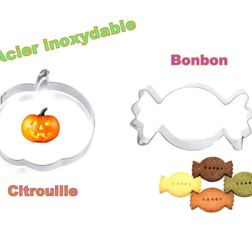 X2 emporte-pièces citrouille / bonbon halloween- gâteaux, fimo, résine, ....