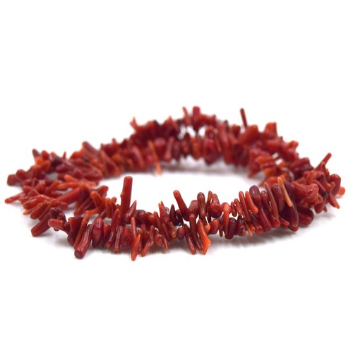 Chapelet 40cm de perles corail bambou rouge x1