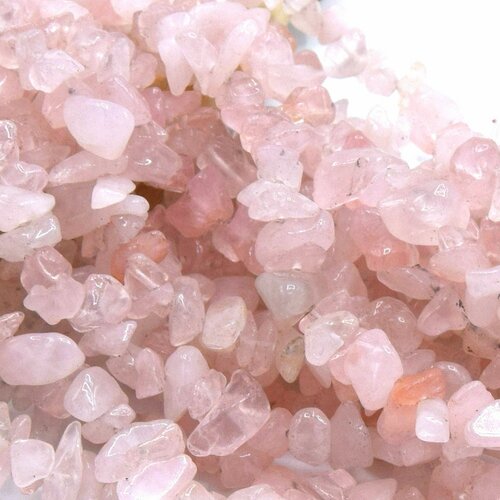 50 perles quartz rose chips naturelles