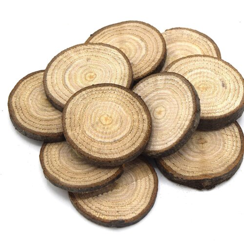 Lot de 50 rondelles de bois mixte pour décoration en bois ø40~50mm -  non traité, non vernis
