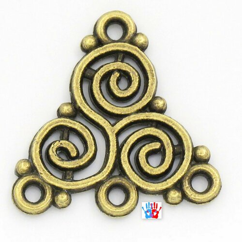 X10 connecteurs chandelier triangle nœud celtique bronze 20mm x 19.5mm - c29