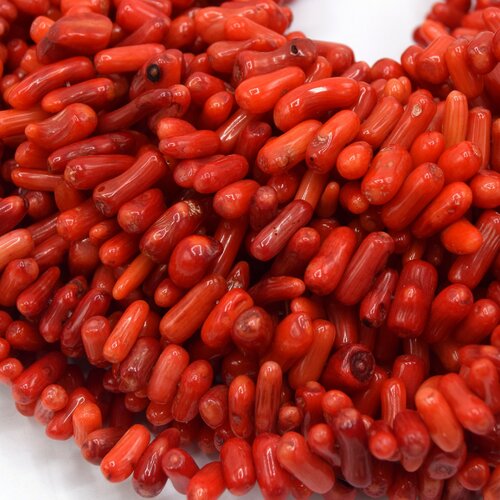 Grosses perles corail bambou rouge  lot de 50 unités