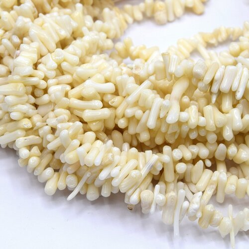 100 perles corail bambou blanc