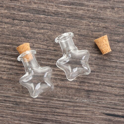 X5 mini bouteilles étoile en verre clair flacons vides 2.5cmx2.0cm