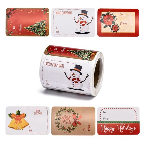 24 stickers autocollantes rectangulaire marque noms pour cadeaux de noël