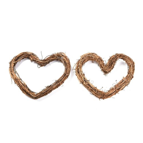 X1 couronne en forme de coeur à décorer en rotin de vigne marron moyen