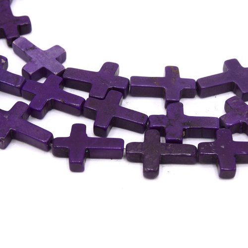 Perles croix howlite  violet 17 mm lot de 20 unités