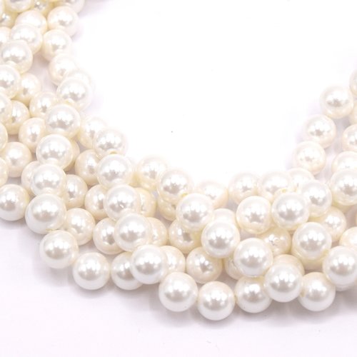 Perles coquille d'eau douce grade a ronde blanche 6mm - 20 unités