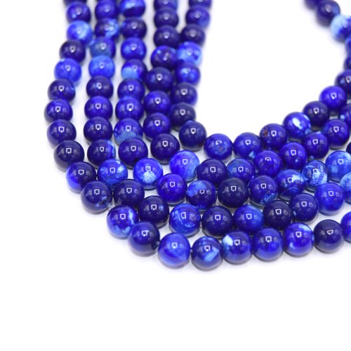 Perles 6mm agate bleu craquelée - lot de 20 unités
