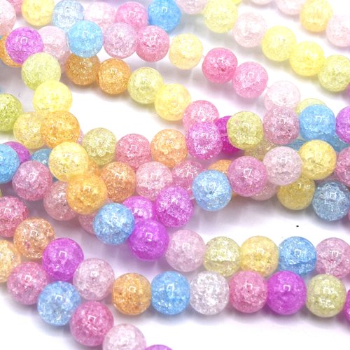 Perles quartz synthétique multicolore ronde 8mm - lot de 20 unités
