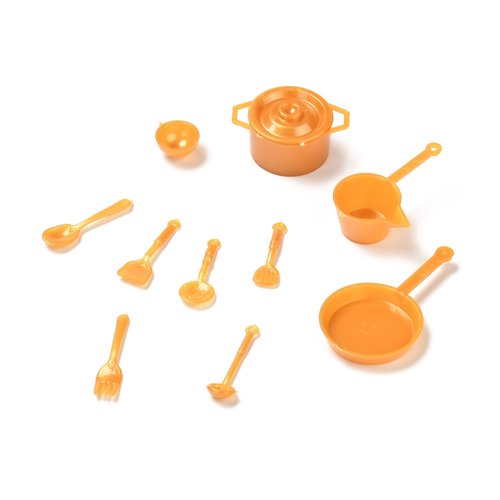 Vaisselle miniature en plastique doré, 10 pièces, échelle 1:12, ensemble de plats en plastique, accessoires pour décor de maison