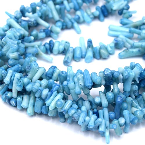 Perles corail bambou synthétique bleu turquoise lot de 50 unités