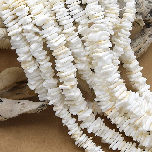 1 chapelet de perles de coquille formes irrégulières ~16.9" (~190 perles)