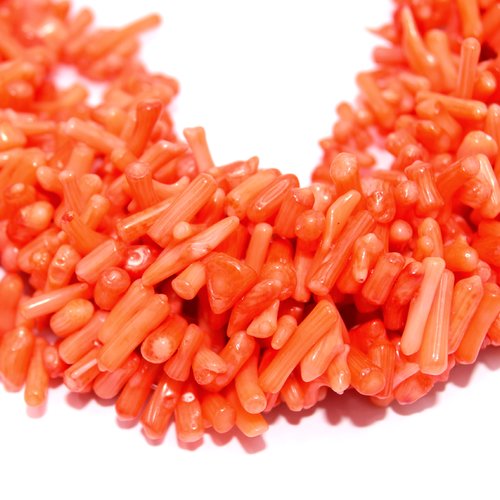 Perles corail bambou synthétique orange - lot de 50 unités