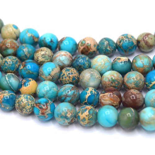 Perles de jaspe impérial bleu ø6mm- lot de 20 perles