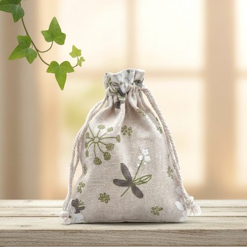 X2 pochettes en polycoton motif fleur vieille dentelle - 14x10 cm