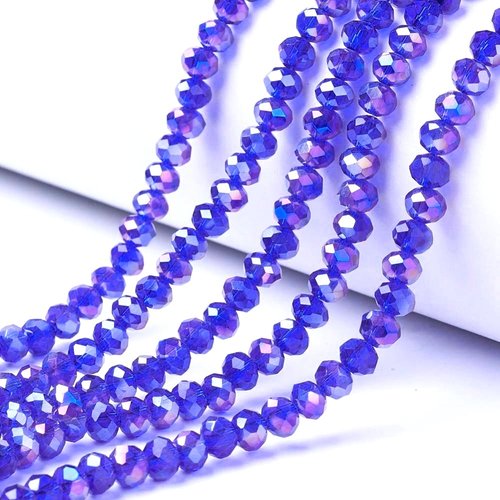70 perles cristal verre abaque électroplate bleu 8x6mm