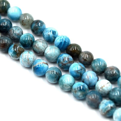 Perles en pierre d'apatite bleu naturelle ronde 6mm grade ab, 20 unités