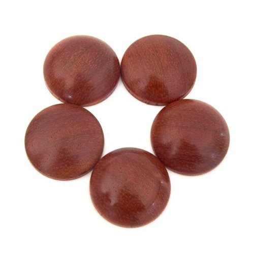 1 cabochon rond en bois de padouk fait main (produit artisanal) - taille ø 30mm