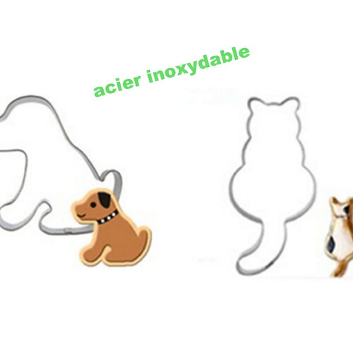 X2 emporte-pièces chat/chien - gâteaux, fimo, résine, ....