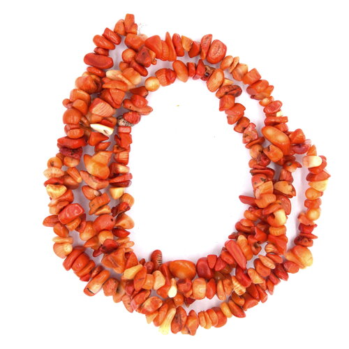 100 perles corail bambou orange chips