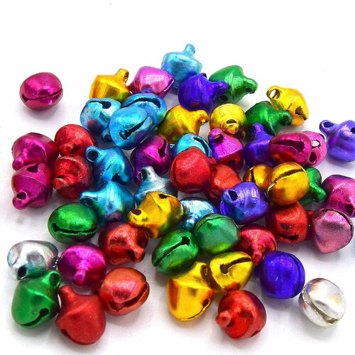25 grelots aluminium couleur mixte  14mm - clochettes de noël