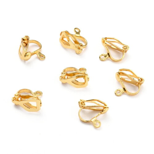 6 clips d'oreilles  acier inoxydable 304 plaqué or 18k