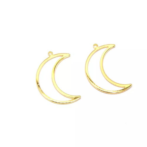 Pendentif lune paqué 18k or 26mm - lot de 2 unités