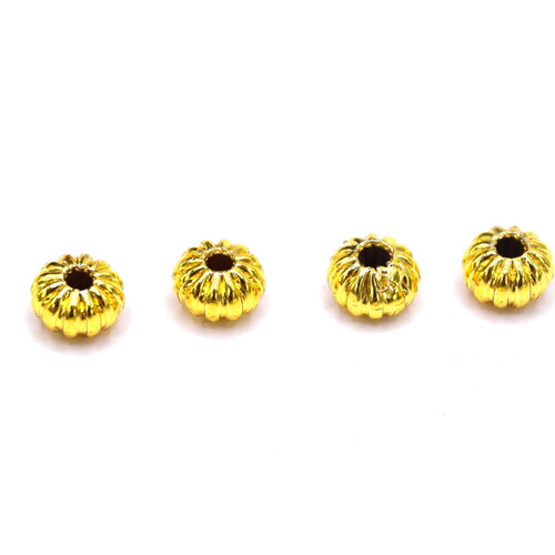 10 perles intercalaire ronde citrouille ~4mm en laiton  plaqué or 18k