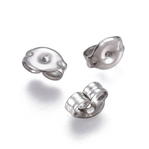 12 fermoirs pour clous d'oreilles argent en acier inoxydable 304