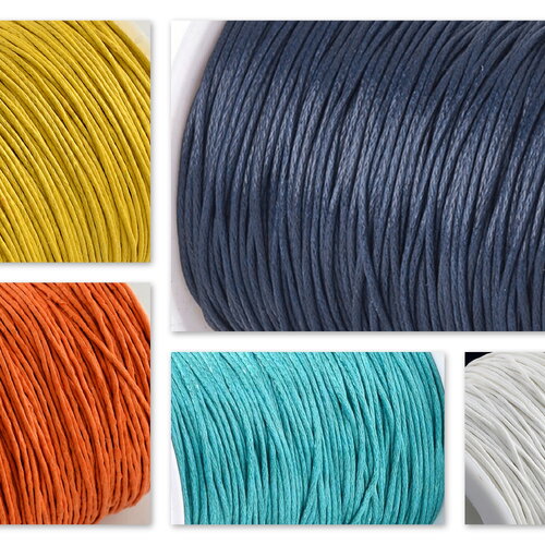 20 mètres cordon ciré 1mm pour fabrication de bijoux, voir option couleur